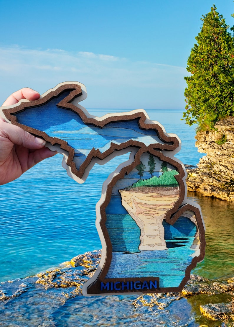 3D Layered Wooden Pictured Rocks Michigan Themed Art Piece - Etsy