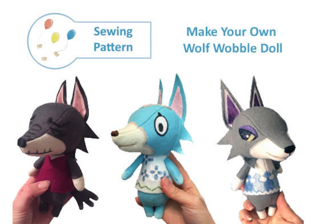 A4 SIZED Cute Wobble Doll Wolf Starter Sewing Pattern! Advanced