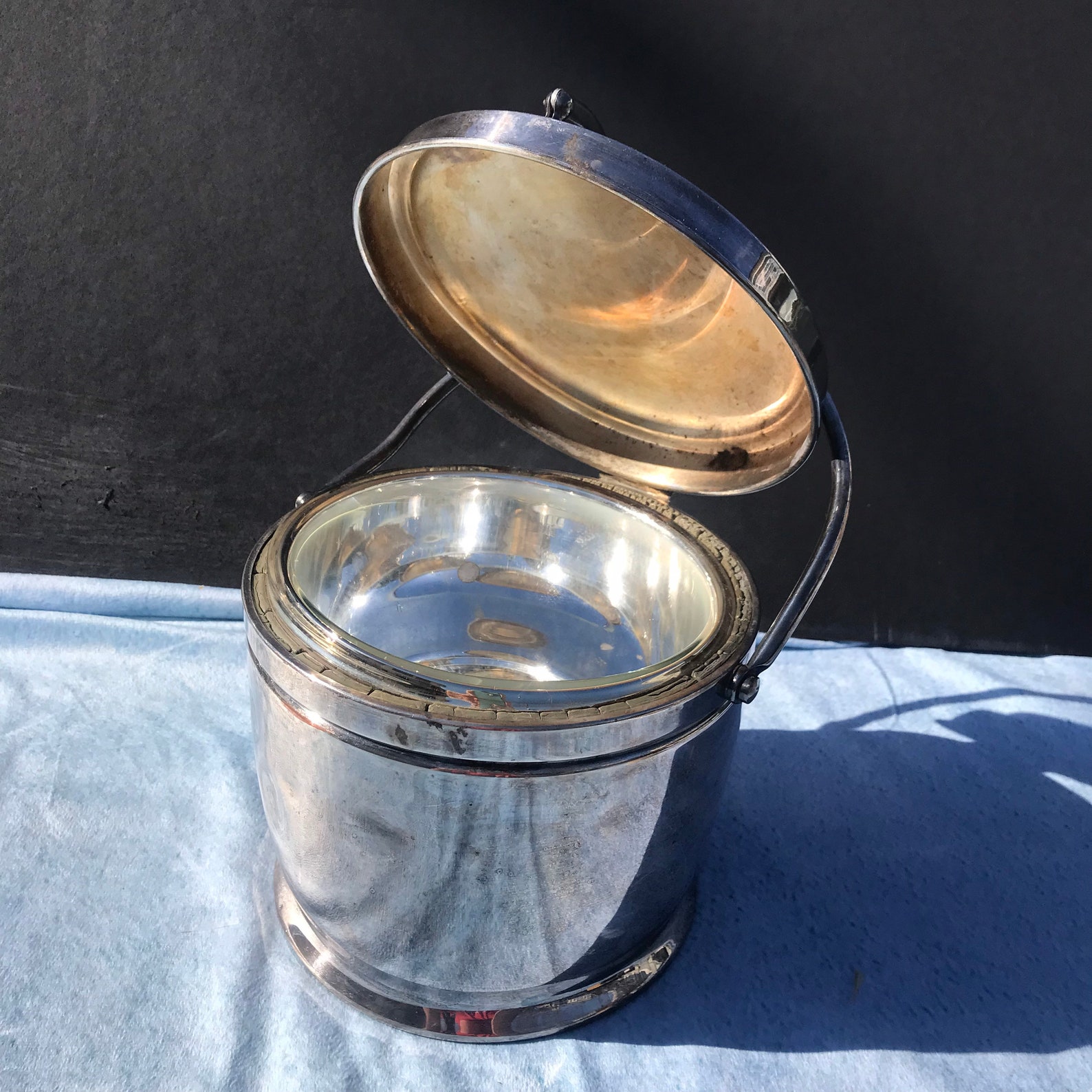Vintage Silver Ice Bucket W/ Hinged Lid Apollo E.P.C. Bernard Etsy