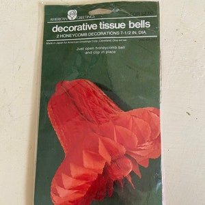 1960s/ American Greetings/RED Decorative Bells/ Honeycomb Paper Bells