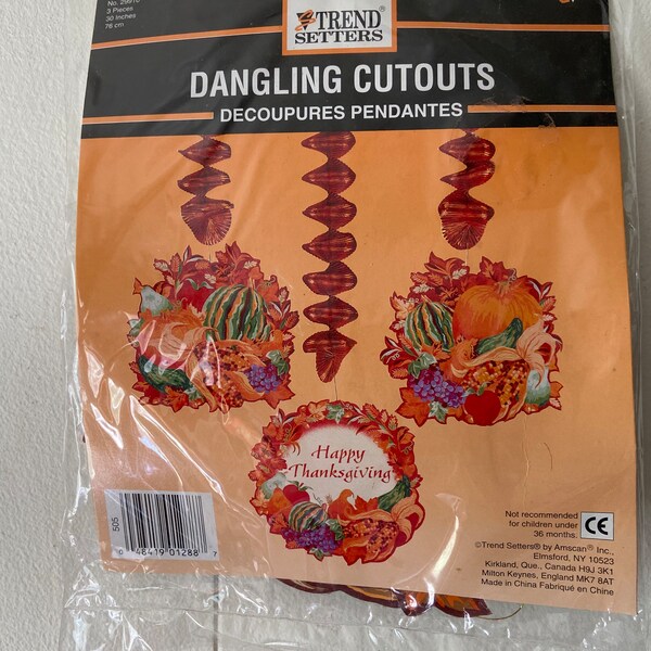 Happy Thanksgiving Decorations/ Vintage Dangling Cutouts /Trend Setters by Amscan