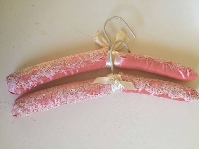 Vintage Clothes Hangers/padded Satin Covered Hangers/pink Etsy