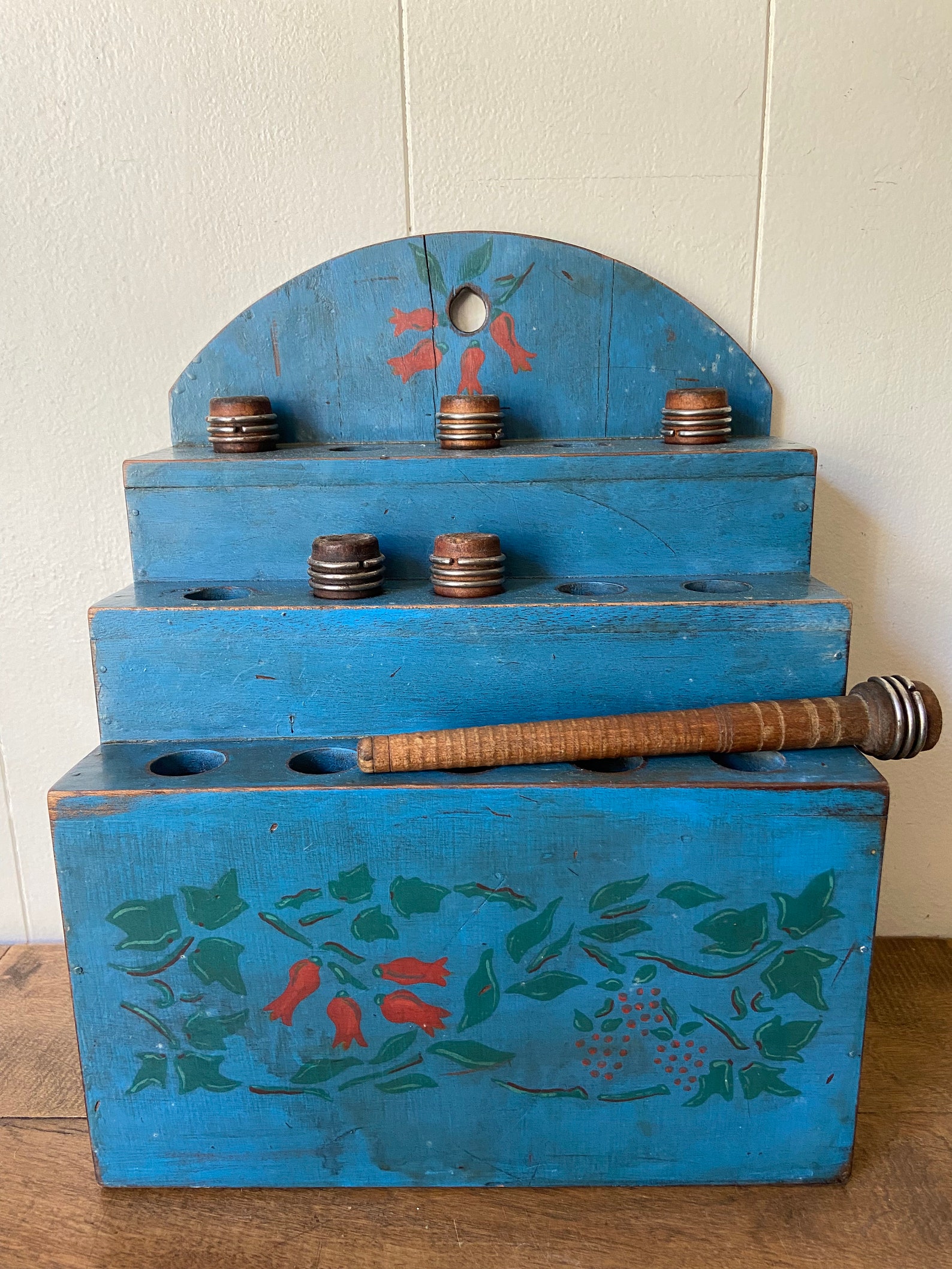 Vintage Wooden Spool / Bobbin Holder / 6 Vintage Bobbins Etsy