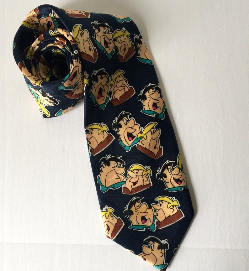 Flintstone Tie/ Barnie and Fred/cartoon Character Tie/ Mens - Etsy