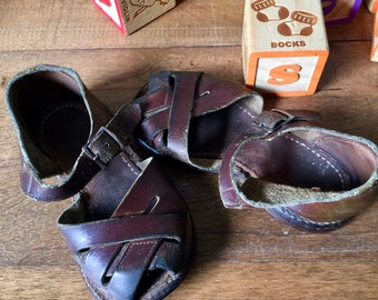 Vintage Child’s Shoes/ Sandals/Leather Sandals/ Little Boy's Sandals