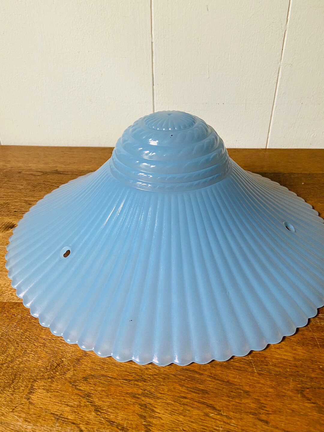 Vintage Ceiling Light Cover/ Ribbed Blue Glass/ 3 Holes/ Art Deco - Etsy
