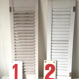 Vintage Shutter/ White Wooden Shutters/ House Salvage/ Distressed Wall Decor