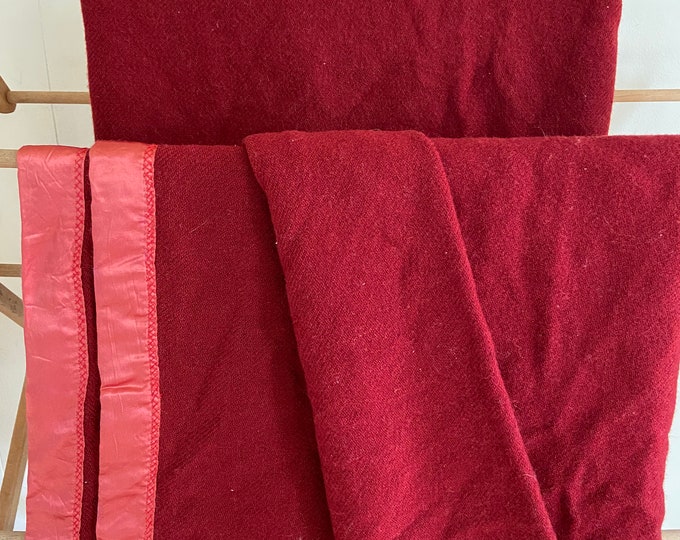 Vintage Red Wool Blanket/ 76 X 77/ Midcentury Etsy