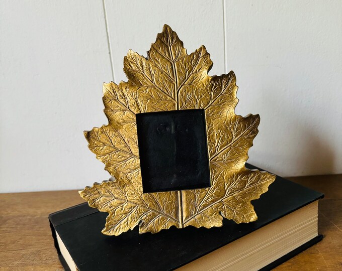 Leaf Shaped Frame / Fall Leaf Frame / Small Photo Frame/ Gold Textured ...