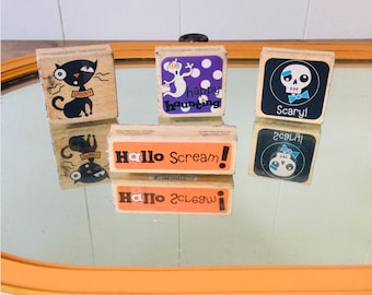 Halloween Rubber Stamp Set, Spooky Designs (Set of 4)