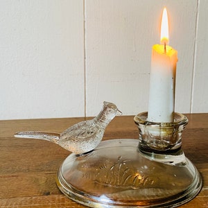 Vintage Jeannette Glass Pheasant Candle Stick Holder/ MCM/Taper