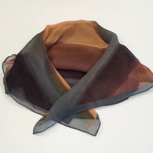 Anne Klein Scarf/ 100% Silk Scarf/ Signed / Earth Tones