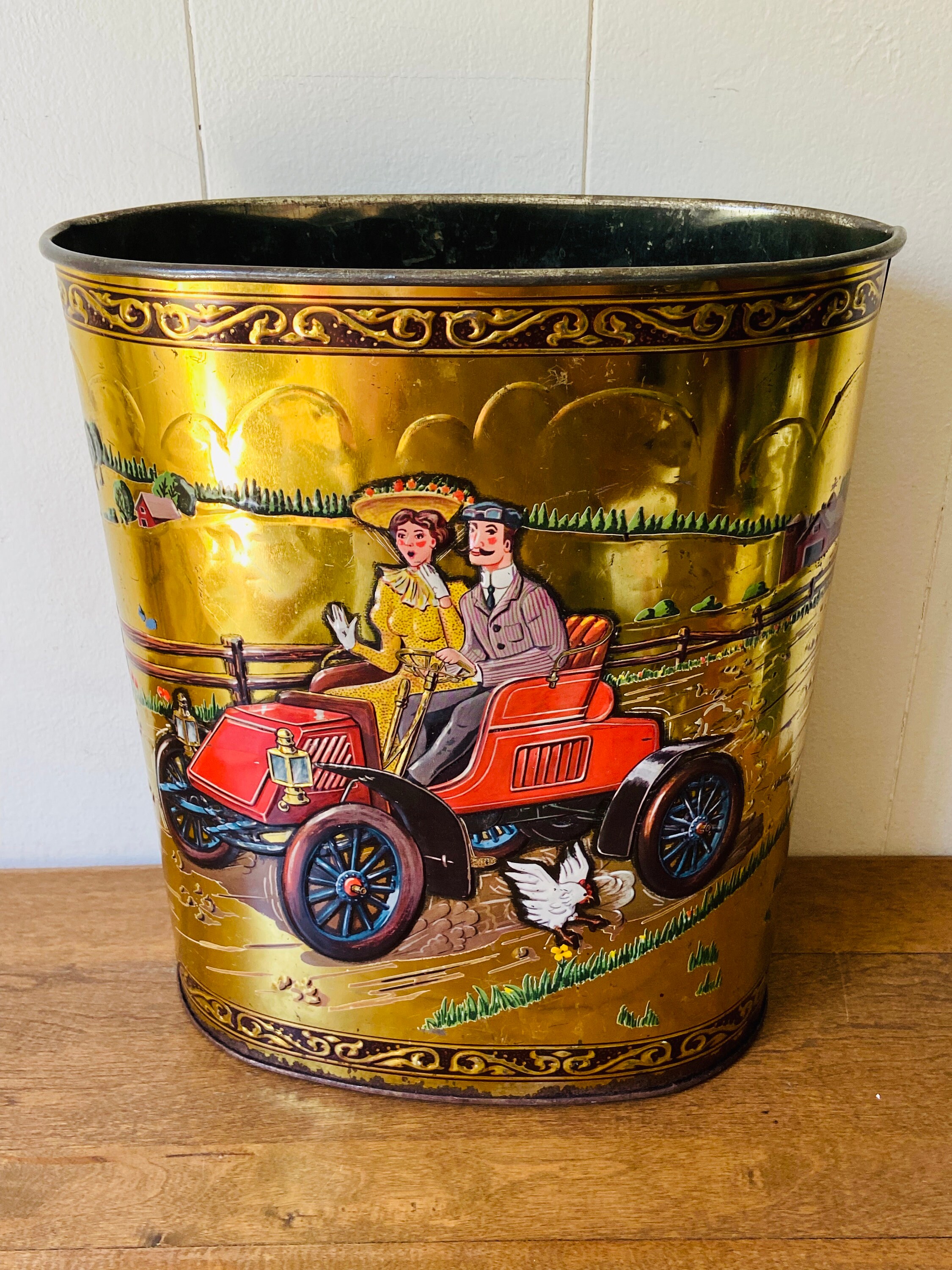 Vintage Metal Trash Can: Antique Model Cars, Weibro Corp. - Etsy