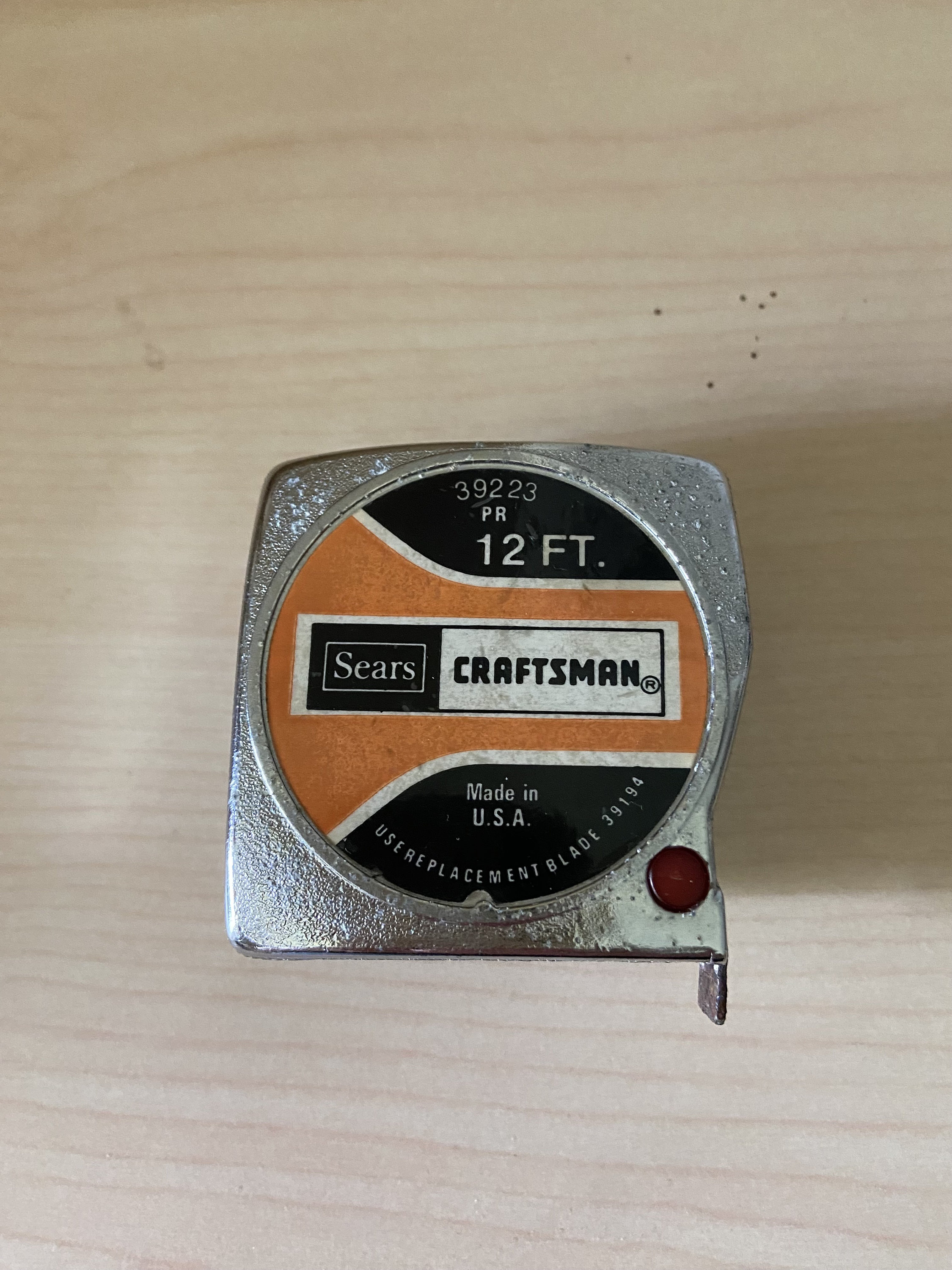 Vintage Sears Craftsman Retractable Tape Measure/ 12FT/ 39223 