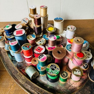 Vintage Thread Spools: 74 Wooden & Plastic, Various Colors
