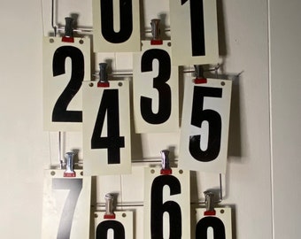 Number Cards: Tennis Score Cards,  0-9/ White and Black, Double Sided, Vintage