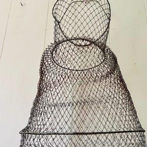 Cesta de pescador vintage de los años 50/Cesta para pececillos/Cesta plegable/Cesta de pesca de malla metálica