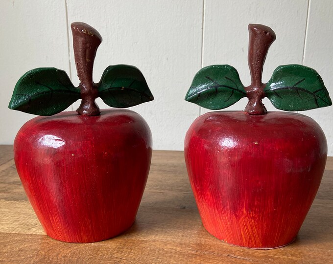Vintage Apple Bookends / Heavy Cast Iron/ Apple Shaped Etsy