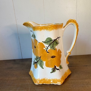 Floral Decorative Pitcher/Vintage Hand Painted Pitcher/ Cash Family/  U.S.A.