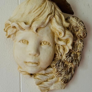 Putti Wall Art/ Angel / Cherub / Hen-Feathers / Vintage Plaster Wall Decor / Baroque