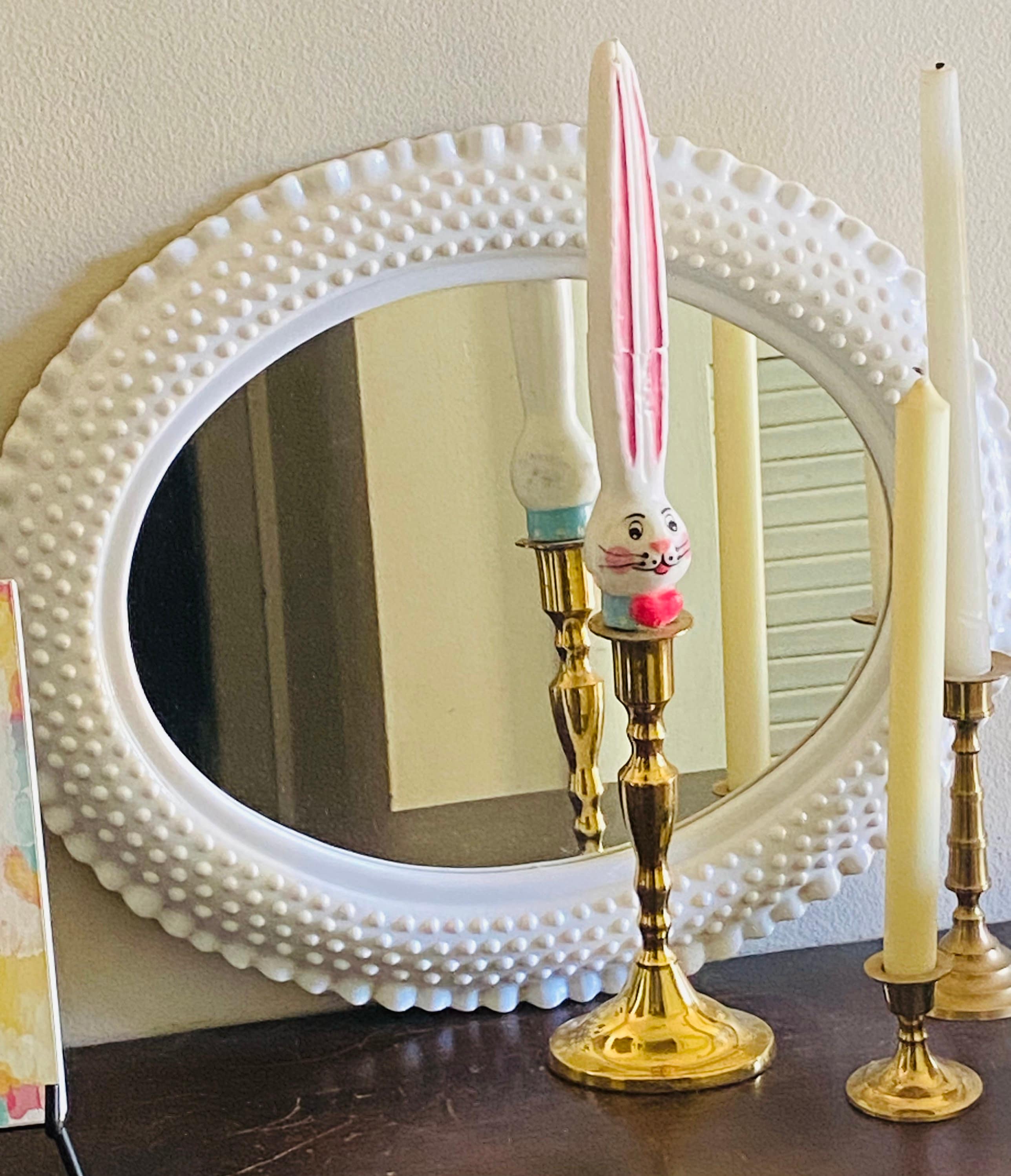 Vintage Burwood White Hobnail Mirror/ Wall Mirror/ #2657