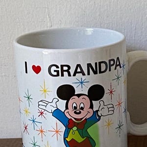 Taza vintage de los años 80/ Te amo el abuelo/ Disney/ Mickey Mouse/ imagen 1