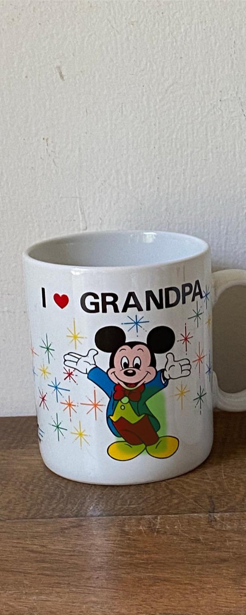 Taza vintage de los años 80/ Te amo el abuelo/ Disney/ Mickey Mouse/ imagen 1