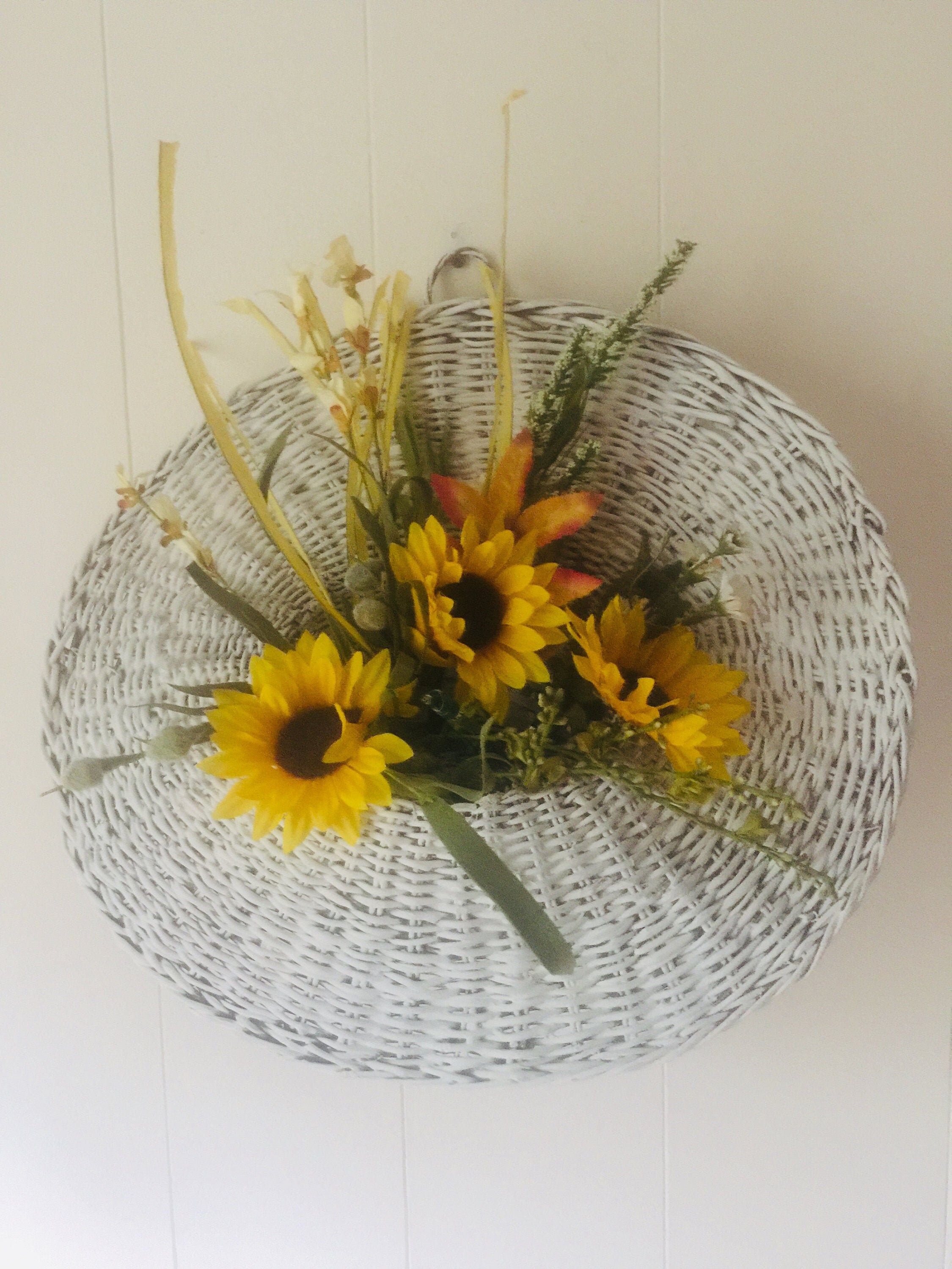 Vintage Wicker Wall Basket/ Tabletop Basket/Country Etsy