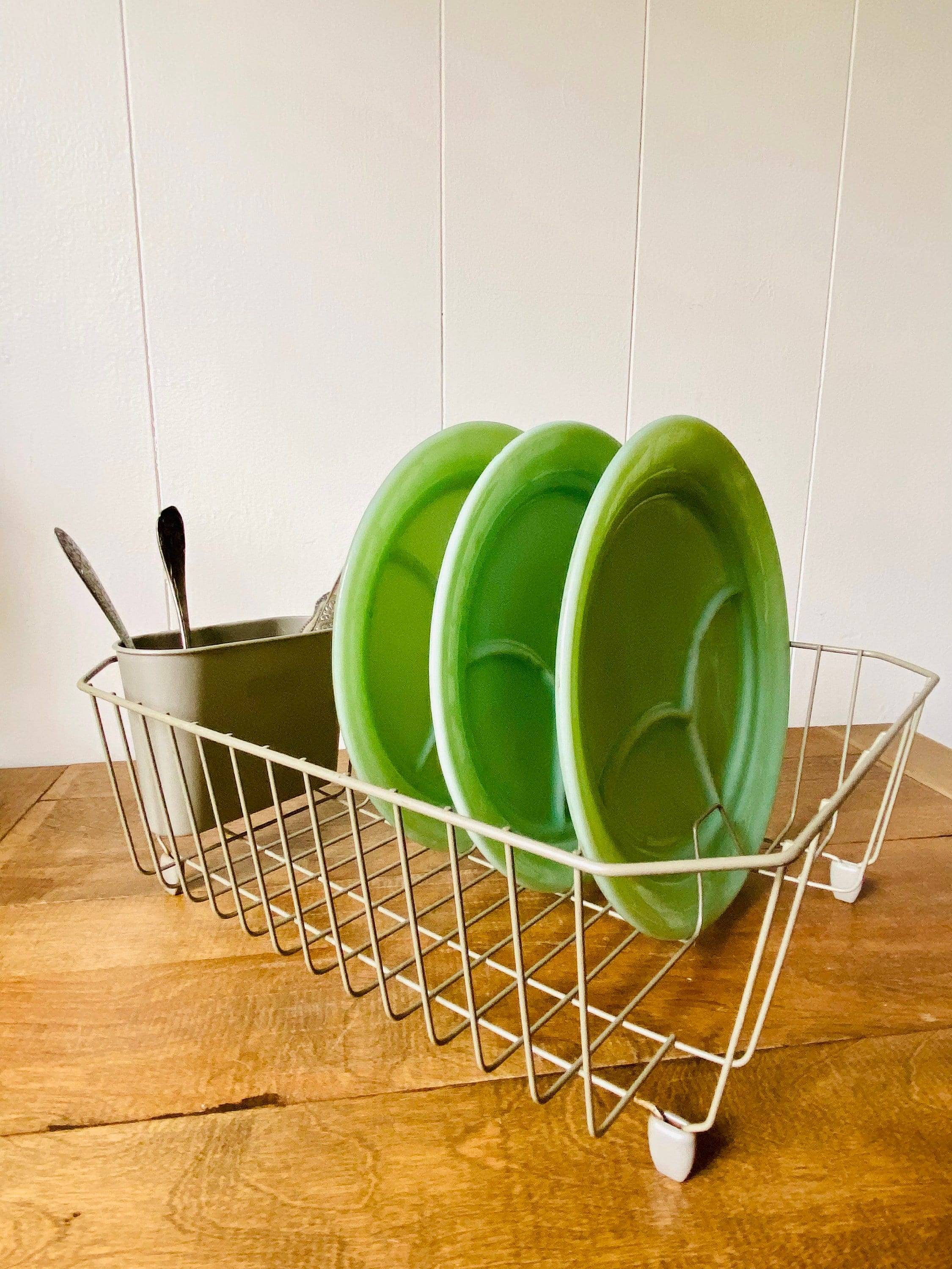 Vintage Rubbermaid Dish Drying Rack Drainer Green Metal Wire Large