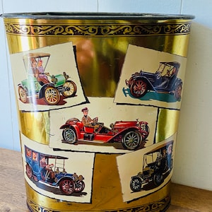 Model T Waste Paper Basket/Antique Model Cars Trash Can/ Weibro Corp. Metal Trash Can*****AS IS****