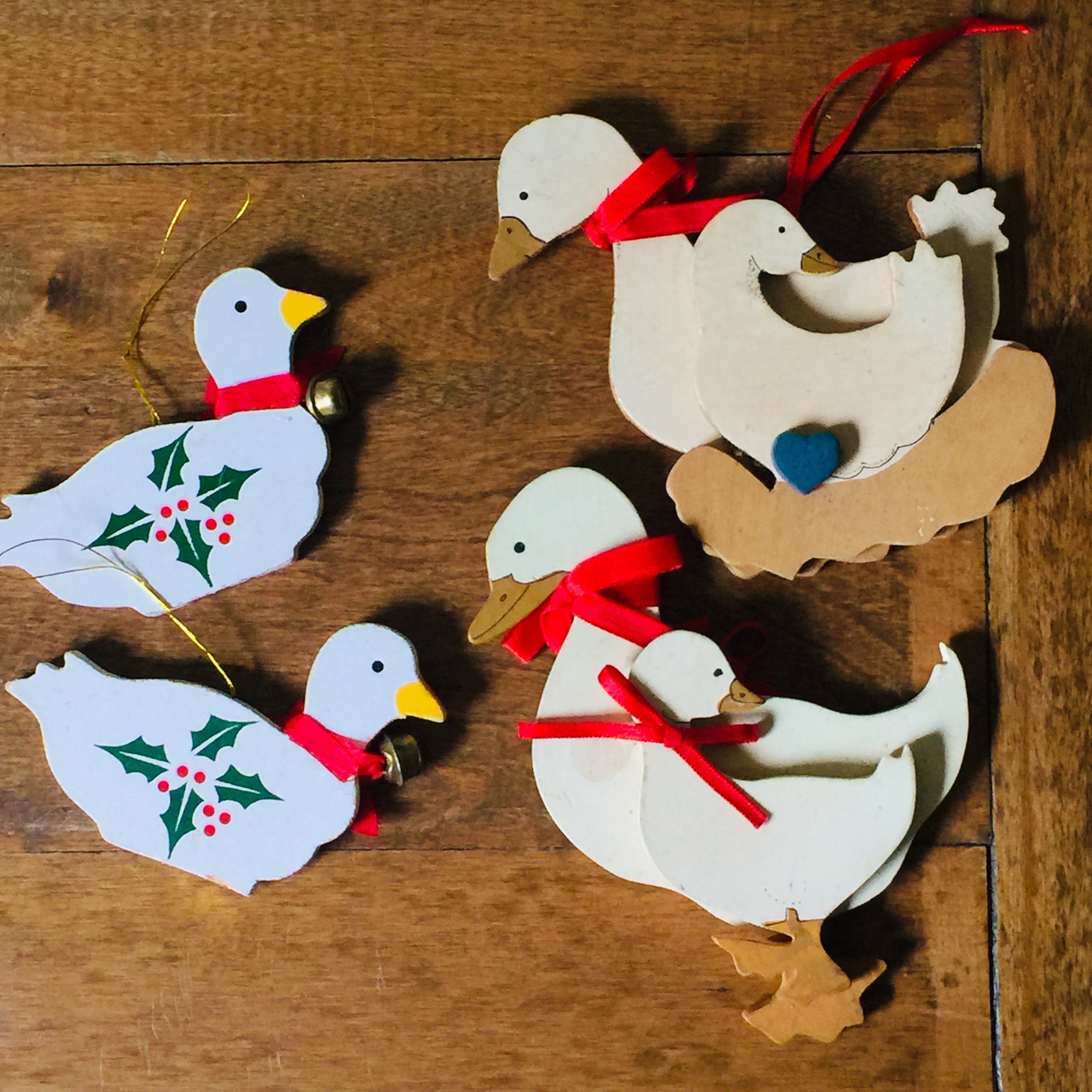 Vintage Wooden Duck Christmas Ornaments/ Set of 4/ Christmas Etsy
