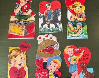 Vintage Valentine Cards: Boy Themed, Children’s Cards, 1960s, Your Choice