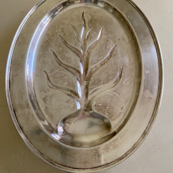 Wilcox S.P. Company International/  Vintage Tree of Life Meat Platter / Silver-plated Footed Tray/**AS IS**