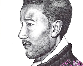 John Legend portrait ball point pen drawing