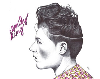 Emily King portrait pen drawing