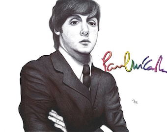 Paul McCartney portrait pen drawing