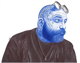 Teddy Swims portrait pen drawing