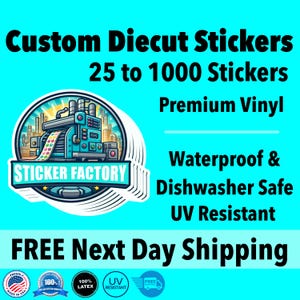 Gestanzte Aufkleber | Ihr Design in jede Form geschnitten | Wasserfest | Spülmaschinenfest Permanent wetterfestes Vinyl | Kostenloser Proof vor dem Druck