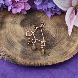 Tiger Eye and Copper Brooch