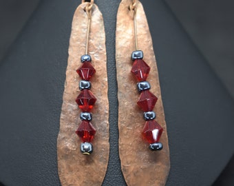 Black & Red on Copper Earrings