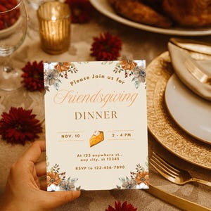 Editable Friendsgiving Invitation: Autumn Floral Design (Digital Download Template)