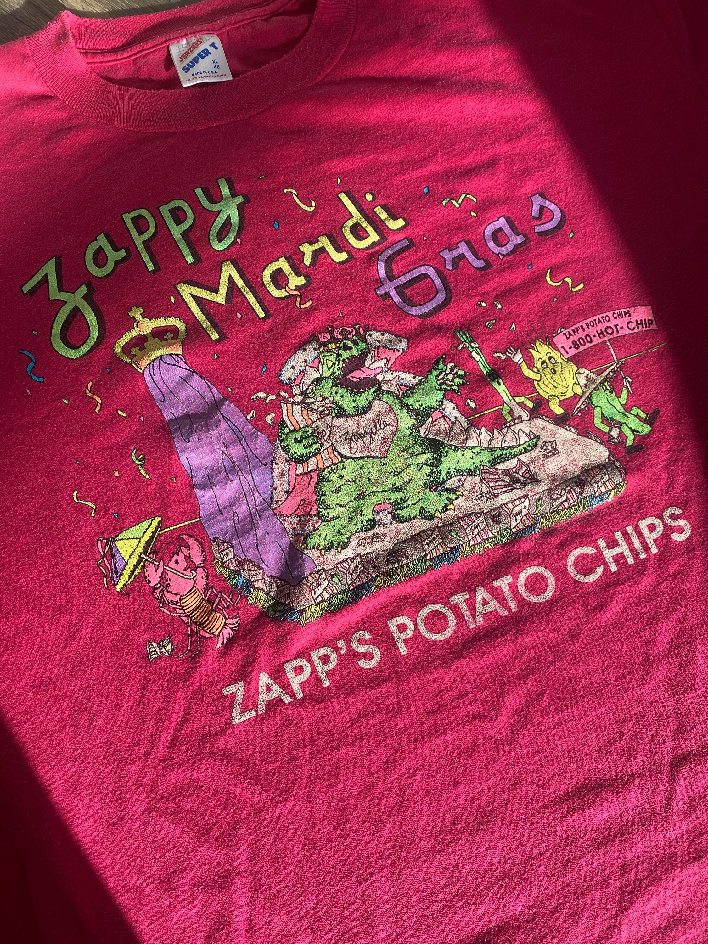Vintage Zapps Potato Chips Mardi Gras Zapzilla Shirt New - Etsy