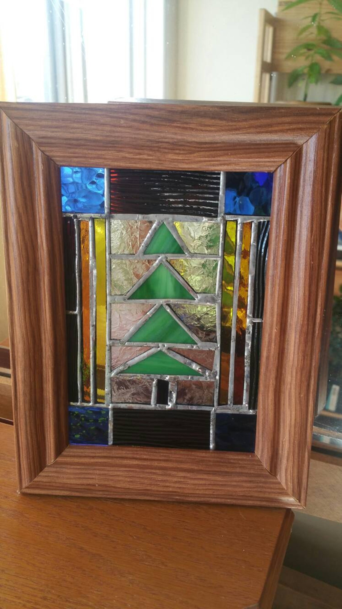 Framed Stained Glass Artwork Etsy