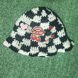 cherry bomb crochet bucket hat
