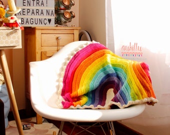 Rainbow blanket crochet (4 sizes) pattern PDF only