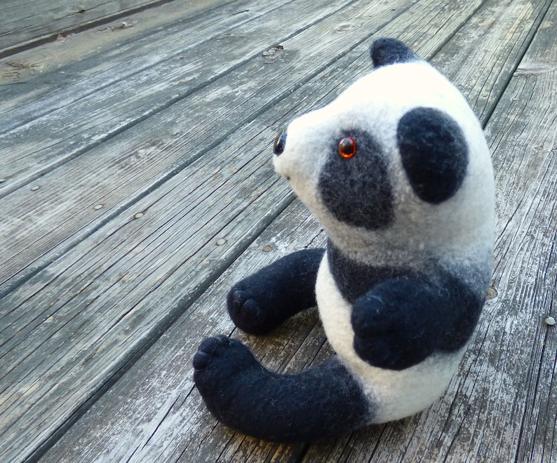 Baby shower gift cuddly toy Panda soft toy furry toy wet felted custom stuffed animal handmade fluffy toy