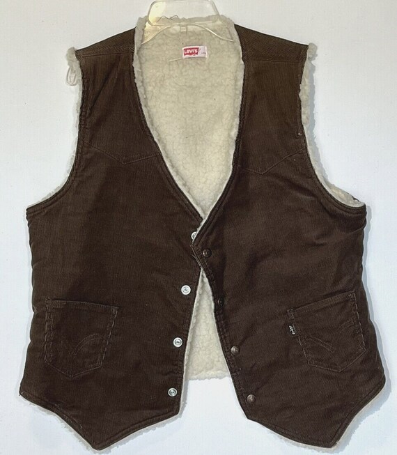 Levis Brown Velvet Corduroy Sherpa Vest Sleeveless