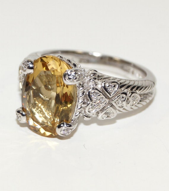 Judith Ripka 925 Sterling Silver Citrine Diamoniqu