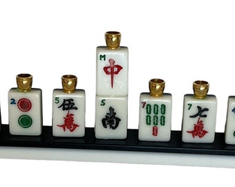 Mah Jongg Jong Mahjong Tiles Jewish Judaica Hanukkah Menorah Candle Holder