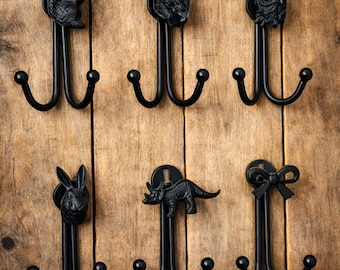 Wieszak ścienny Animal Knob | Rustykalny wieszak na płaszcze, ręczniki i klucze